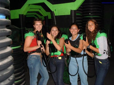 1-Amy, Ixchel and Vanessa getting ready for Lazer tag