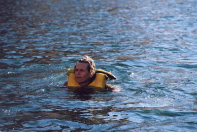 Ellen taking a dip