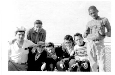 From the right side, Dudley, Nicholas, Pat, Danny Dean, Henry Magel, unknown with hat, Joey Donaghy behind everyone.