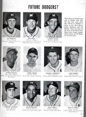 From the 1952 Series Program, check out Tommy Lasorda, Don Zimmer, now a Yankee coach, Junior Gilliam.