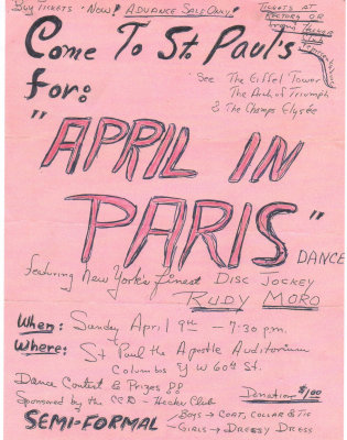 Bonnies hand drawn flyer for the Hecker Club dance