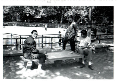 Joe Donaghy on left, Jack Lubiner on right, unknown in middle.  Taken at Riverside Park