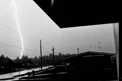 Lightning is a hard one to catch.  I spent a good 45 minutes waiting for this bolt to hit.  There was a blackout at Fort Dix and that helped to keep the landscape dark while I held the shutter open.