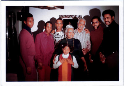 L-R, Darryl, Sherwynn, Vairon, Pops, Chico, Ivan, Mom, and MarVaughn, Chico's Oldest Daughter.  Darryl and Vairon are deceased.