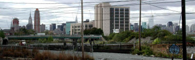 This is the view from the train station at Hunter's Point in Queens.  You see the Empire State, Chrysler Building and Pan Am bldg on the right.