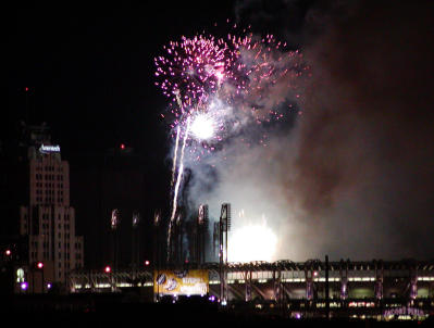 Jacobs Field Fireworks, Full Moon -  August 3rd 2001