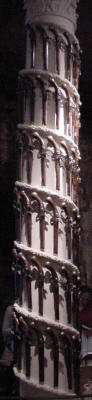 Decorative weaponry column in the armory. 