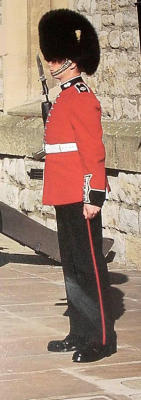 These photos should probably be in the 'Tower of London' album, since that is where these uniforms are worn. I took photos of 3 postcards and they turned out quite well, so I decided to include them here. This is a 'guardsman'.