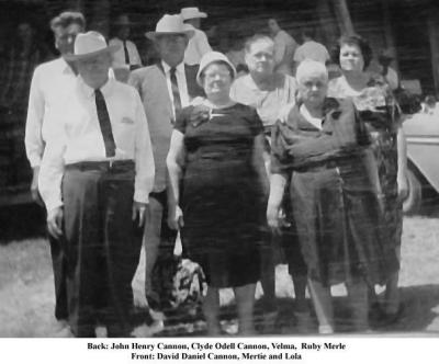 children of Dan Cannon and Mattie Faulkenberry Cannon