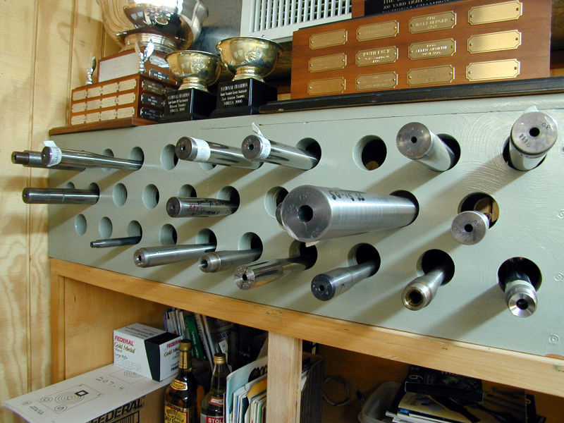 One of Speedy's barrel collections. The big one is a 50BMG, 2 wide and 33 long.