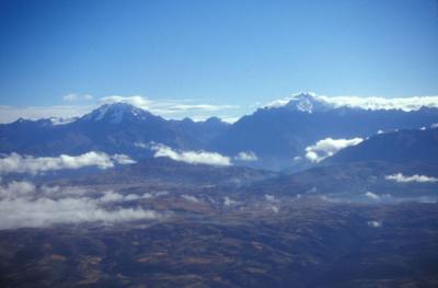 View of Andes on flight to Cuzco