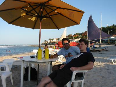 Couple of giant beers on the beach