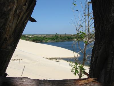 Sand boarding down to the lake