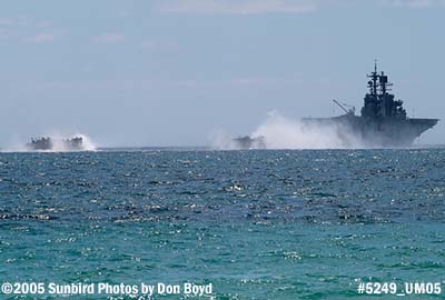5249 - USMC Hovercraft and USS Bataan at the 2005 Air & Sea practice Show military stock photo #5249
