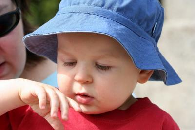 James and the hat - it stayed on!!