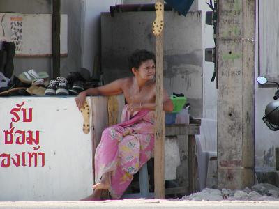 Shoe repair lady, Karon, Phuket