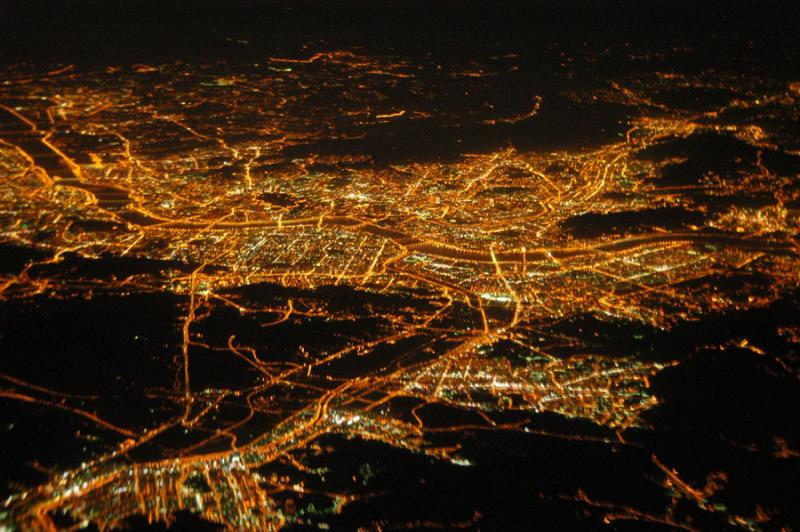 Night aerial of Seoul, South Korea