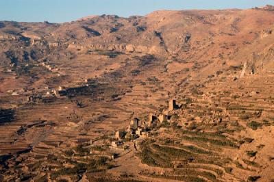 Mountain side of terraced fields between Manakha and Sana'a