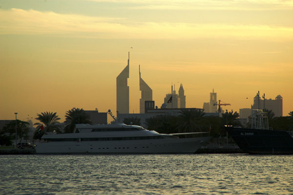 Emirates Towers in the distance over the Creek