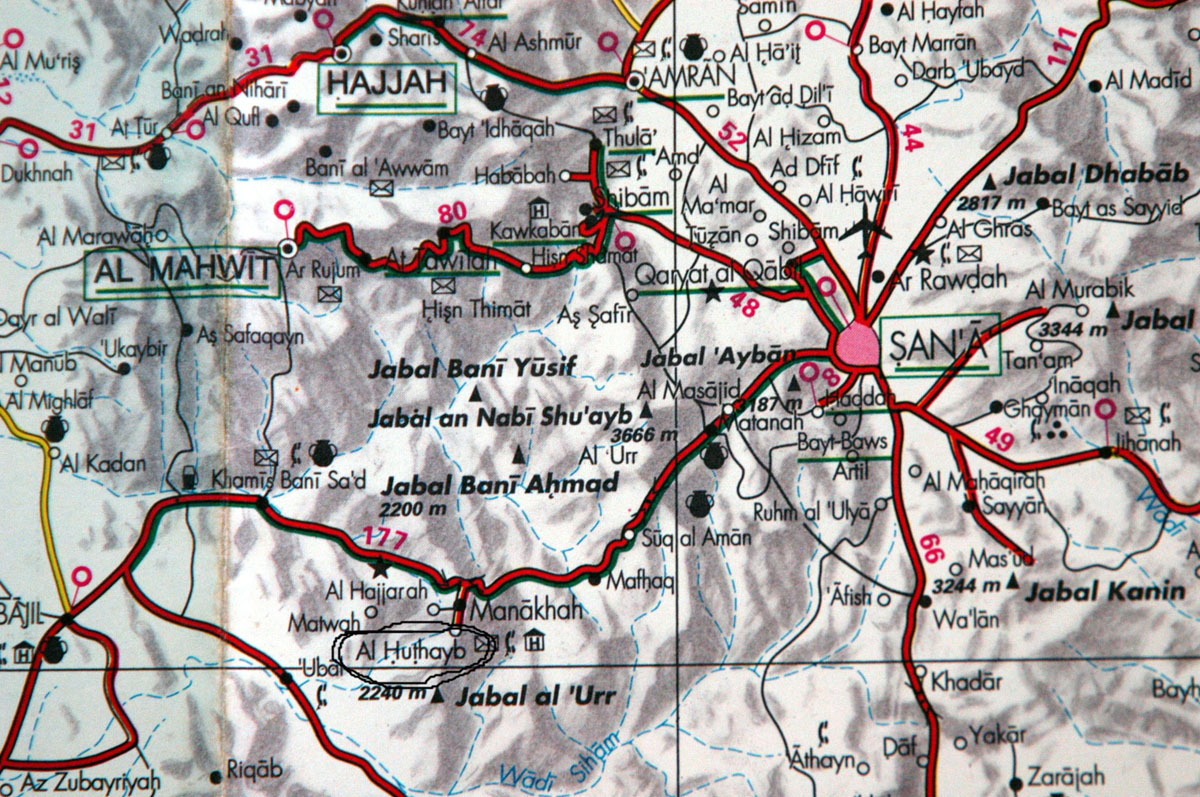 Al-Hutayb is a short distance south of Manakha