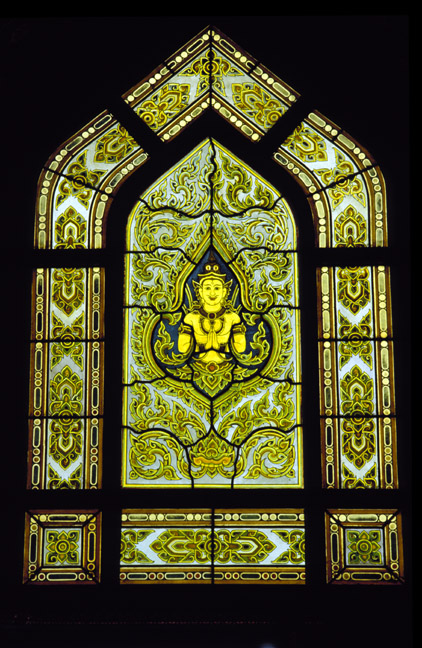  Stained glass at Wat Benjamobophit.