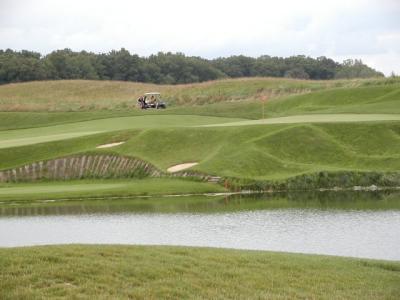 Water separates 9 and 18 ...this is the 18th green from 9 fairway