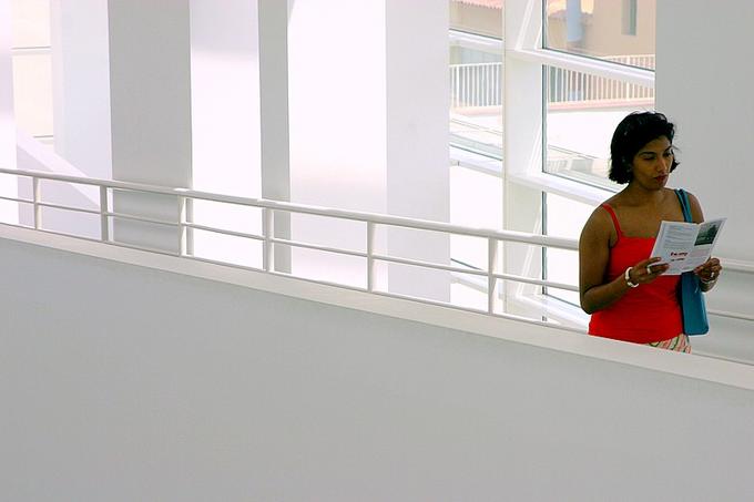 The woman in red *