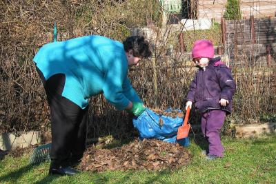 Love is... helping Oma get the garden ready for Springby Willie G