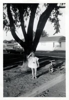 Mary Claire in front yard at 543 D Street, 1954 (265)