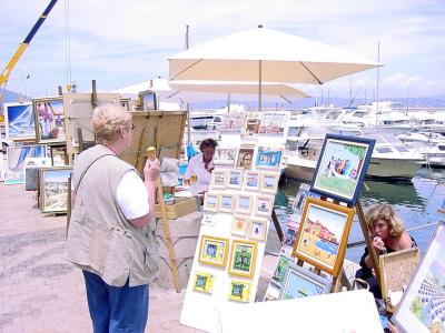 Barbara checks out art in San Tropez
