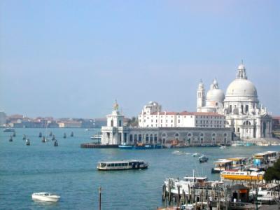 Santa Maria della Salute: Baroque. Built in 1630's as thanks for lifting of the plague. Open water is the Canale di San Marco.