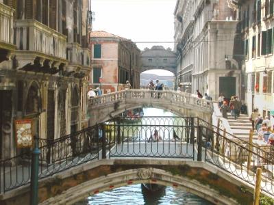 Enclosed Bridge of Sighs  -  Prisoners crossed it  from dungeon-like cells (left) to courts in Doge's Palace (right) and back.