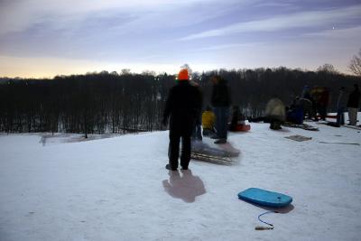 Night sledding
