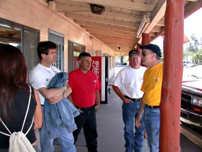 Alain, Mike, Cal, and Hank stop to chat