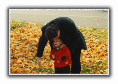 Maksym's First Romp in the Autumn Leaves