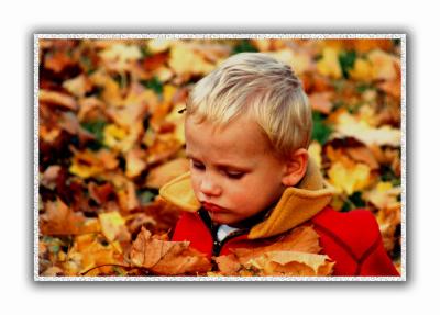 Maksym's First Romp in the Autumn Leaves