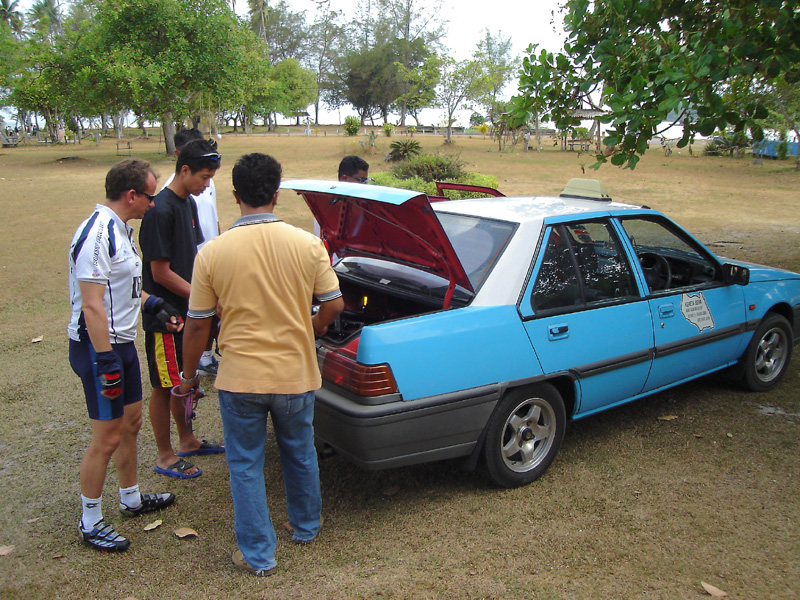 Adrian & Moses taking a taxi to Tg Pengelih