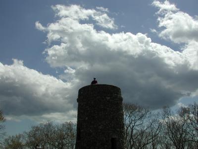 Here is Richie up on the top of Scargo Tower, I think this is one of the highest points on the Cape.  Sure was a pretty day and the view was great!