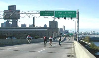 The last mile on the West Side Highway as the ride transits to the streets of Manhattan(Photo by Jim Zisfein)