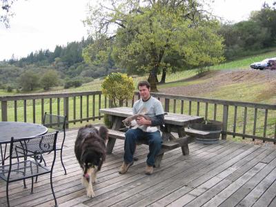 Tyler with Dog & Cat at Armida Winery