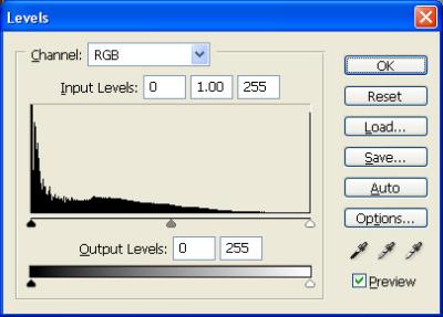 Histogram of Raw After JPG levels applied