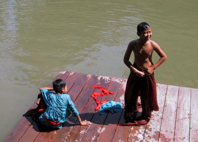Young performers after their swim