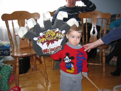 Trent with his Wildcat (hockey team) Claw