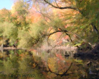 Cider Mill Pond Pano3 buZZ (watercolor)