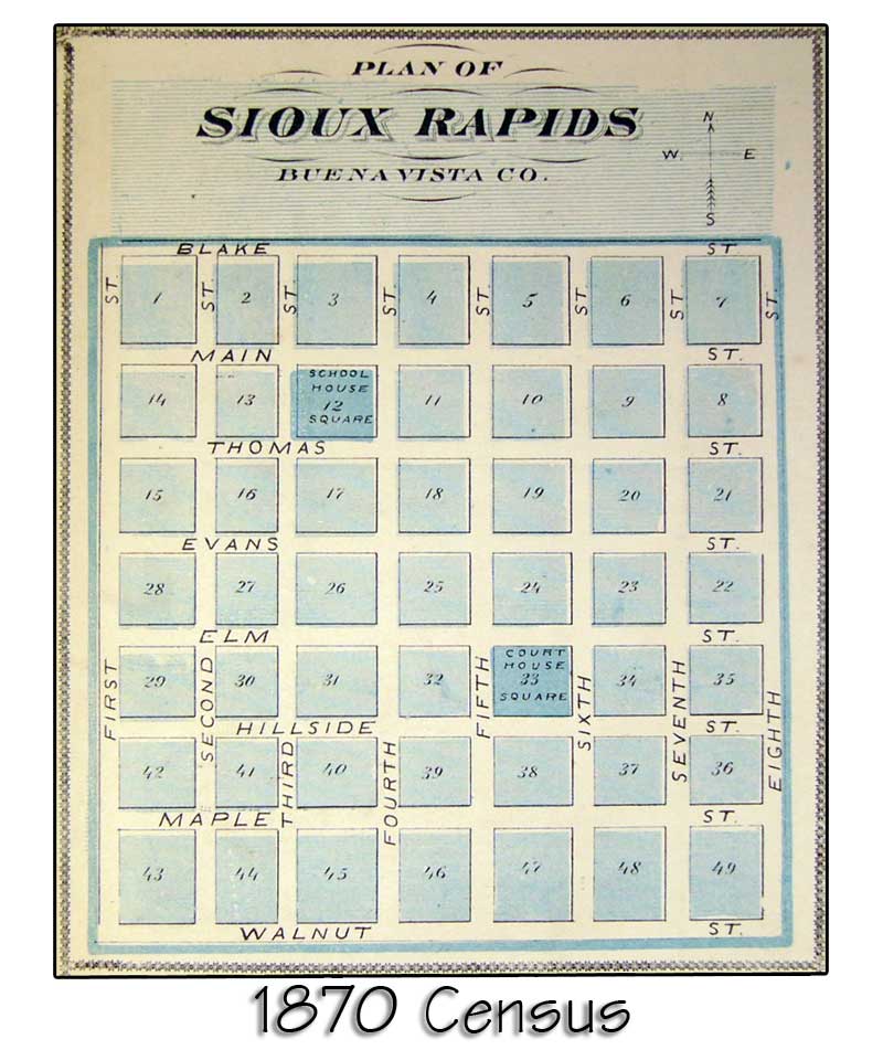 1870 Census Map Sioux Rapids