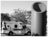 toy ambulance and cylinder