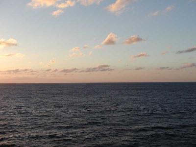 Sunset at sea heading home.
