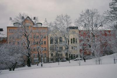 Bergsgatan in snow