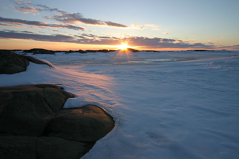 Sunset over an icy sea