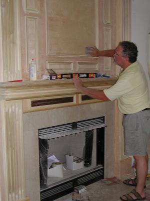 Mantle builder at work.  Hey,  he looks just like the arch builder !